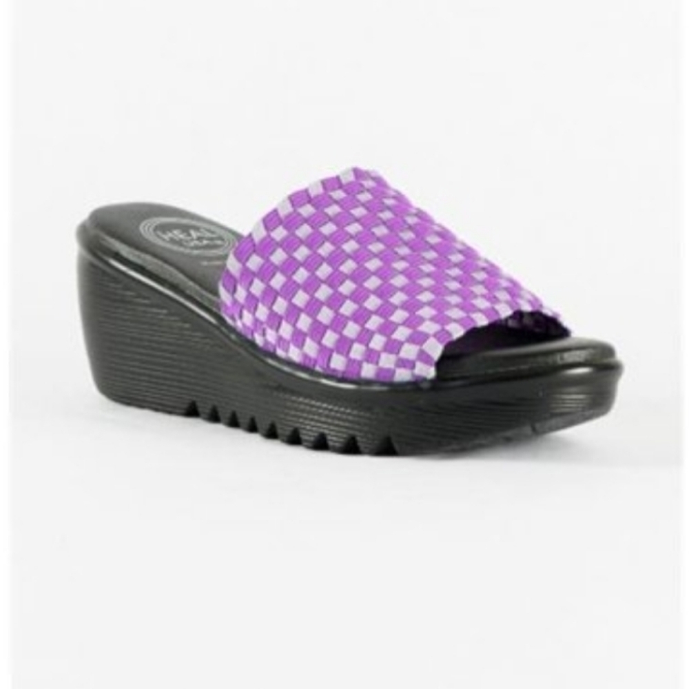 Heal USA Abby purple & gray slip on black wedge